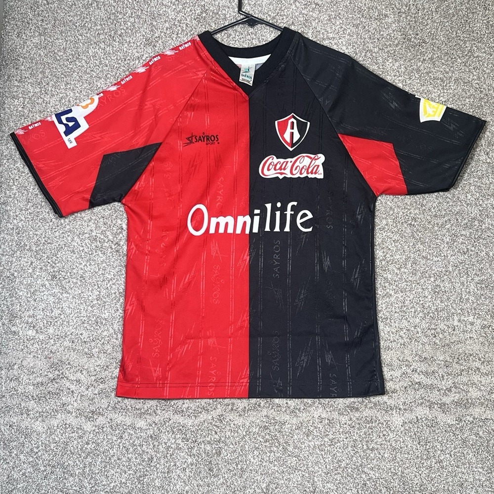 Club Athletica‎ Jersey Mens Medium Black Red Soccer Short Sleeve 90's football